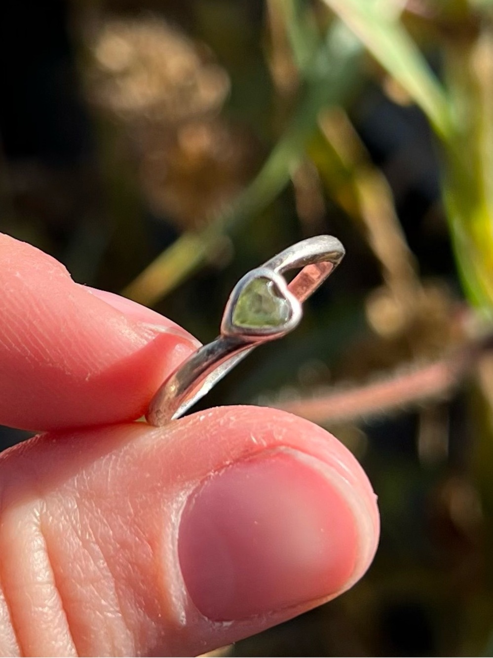 Sterling Silver Green Heart Ring